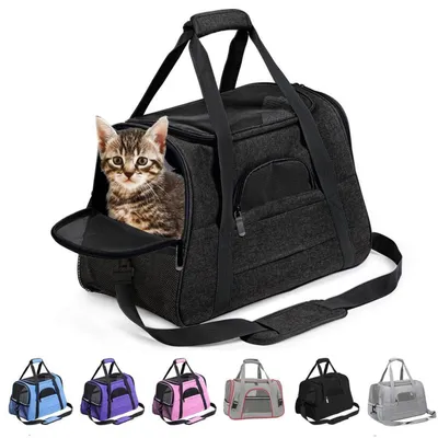 Produktbild von Transportbox Katze & Hund faltbar atmungsaktiv 43x28x25cm Schwarz