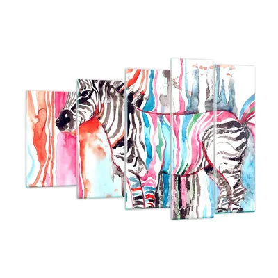Produktbild von Bilder auf glas - Zebra Tiere Natur bunte - 150x100cm - Glasbilder - Wandbilder - Kunstdruck - zum Aufhängen bereit - Wanddekoration aus Glas - Glas Bilder - Wandbild auf Glas - GEG150x100-3075