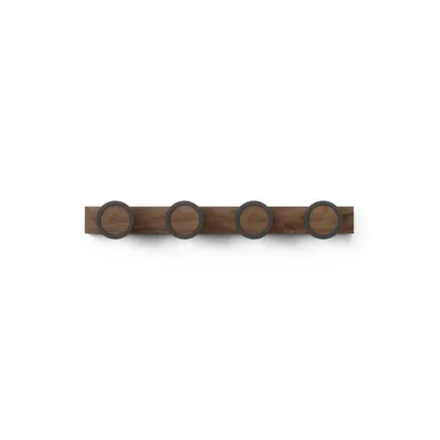Immagine prodotto di Umbra Garderobenleiste Hub, Wandgarderobe mit 4 Haken, Garderobenhaken, Gummibaumholz, Walnuss, 1016843-048