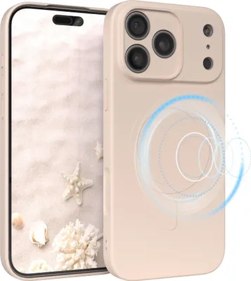 Produktbild von EAZY CASE - Silikonhülle magnetisch für Apple iPhone 17 Pro Max, Hülle Silikon, weich stoßfeste Magnet Handyhülle, Schutzhülle mit Kameraschutz, TPU Bumper in Natur