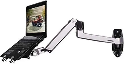 Produktbild von Laptophalterung für Wandmontage - Monitorhalterung mit Arm - Ergonomische Arbeit - Bewegungsfreiheit - bis 27 Zoll - Silber