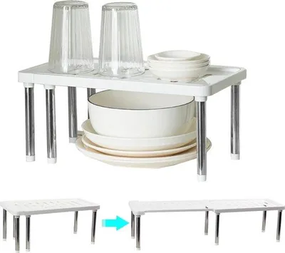 Image de Étagère de rangement extensible pour cuisine - Étagère coulissante pour cuisine et salle de bains