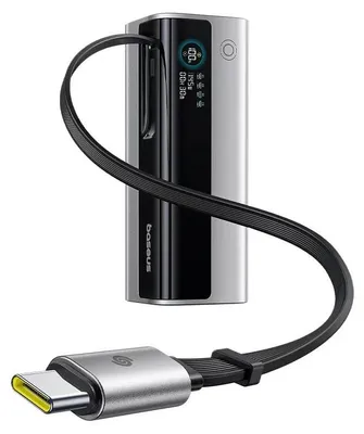 Immagine prodotto di Batteria esterna Baseus EnerGeek GR11, 20000mAh, 145W, 2 porte USB Type-C, 1 porta USB, cavo USB Type-C integrato, display argento