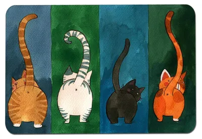 Rutschfeste Deurmat mit Katzenmuster, 45 x 70 cm, für Innen und Außen
