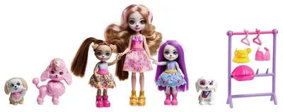 Image de Enchantimals glam party - famille dwyla et chiens - poupées, animaux, accessoires - mattel - hnv26