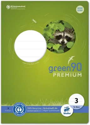 Produktbild von Schulheft Green A4 21 Doppellinien Lineatur 3 16 Blatt Packung mit 10 Stück