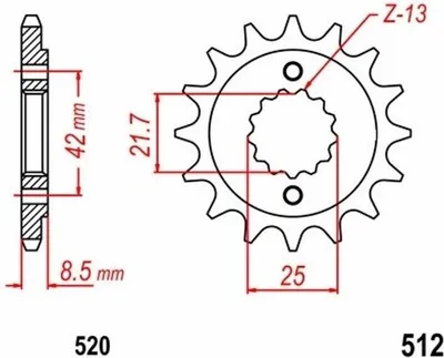 Zdjęcie produktu dla Ritzel 15Z Teilung 520 do Kawasaki Suzuki Yamaha #13144-1122/1142/1214
