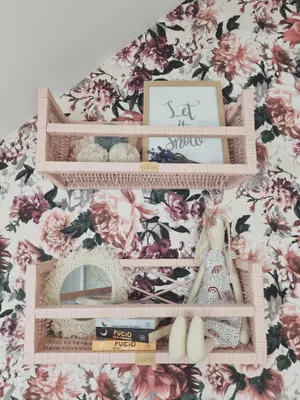 Immagine prodotto di WikliBOX - Pensile in vimini, mensola a muro in rosa sporco (1 pz.)