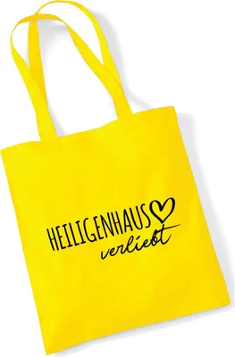 Produktbild von Huuraa Jutebeutel Heiligenhaus verliebt 10 Liter Yellow Baumwolle Tasche Geschenkidee