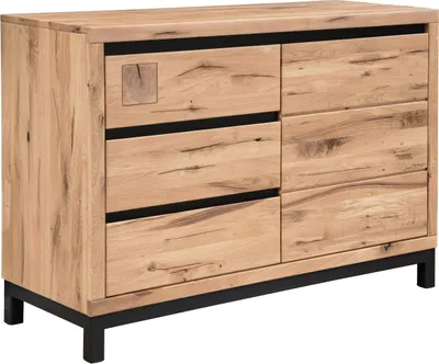 Image de MASSIVMOEBEL24 | Buffet 120x45 Chêne sauvage huilé Bianco VILLANDERS #210