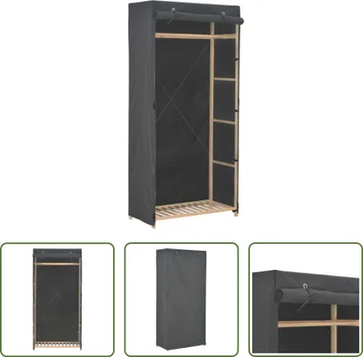 Image de The Living Store Armoire Gris 79 x 40 x 170 cm Tissu