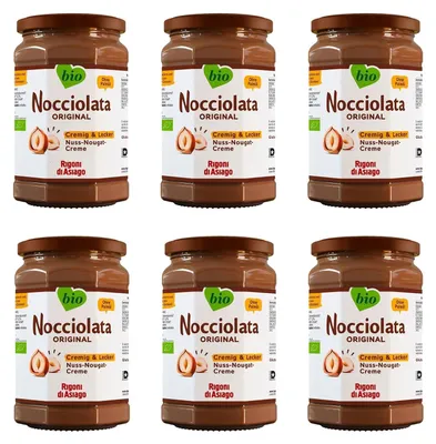 Produktbild von Rigoni Di Asiago Rigoni di Asiago - Nocciolata - 6x 250g, Nuss Nougat Creme, Haselnusscreme ohne Palmöl, Nuss Nougat Creme ohne Palmöl, Leckerer Brotaufstrich