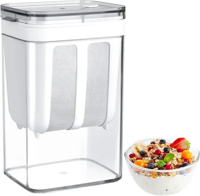Productafbeelding van Yoghurtzeef - 17,6 x 10,8 x 9 cm - 1100 ml - Roestvrij staal - Voedselveilig - Compact