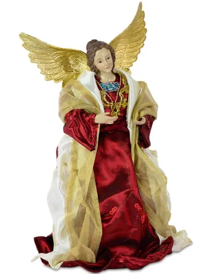 Produktbild von Christbaumspitze "Weihnachtsengel" 24 cm Gold Rot | 27611 - Christkind Baumschmuck