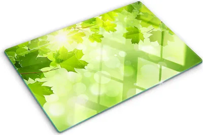 Produktbild von Tulup Glas Herdabdeckplatte - 80x52 cm - Glaskeramikkochfeld-Abdeckung Spritzschutz Glasabdeckplatte - Einteilig - Blumen & Pflanzen - Kastanienblätter - Grün