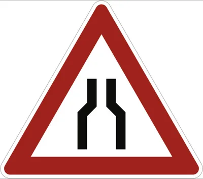 Produktbild von Verkehrsschild VZ120, Verengte Fahrbahn, Alu, RA1, 630 mm SL