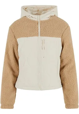 Obrázok produktu pre Urban Classics Dámska bunda Sherpa Crinkle Nylon Mix Unionbeige/Whitesand - 3XL