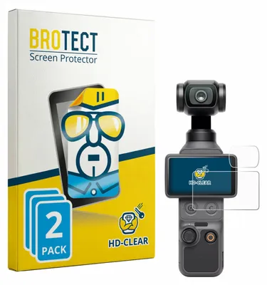 Produktbild von 2x Für DJI Osmo Pocket 4 (Display + Linse) Schutzfolie BROTECT Displayschutz Display Schutz Folie Klar Transparent