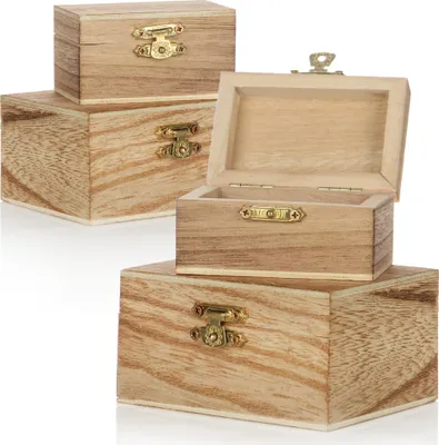 Productafbeelding van COM-FOUR Houten sieradendoosjes, 4 stuks, verschillende maten