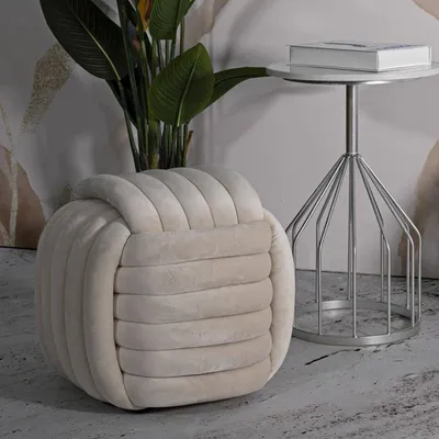 Immagine prodotto di Dmora Pouf Bozzente 45x45x45h cm Bianco, Bianco Forma Cubica