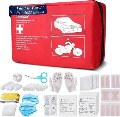 Imagen del producto de Kit de primeros auxilios, chaleco de seguridad, kit de primeros auxilios para accidentes de tráfico