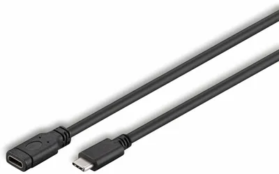 Obrázek produktu pro Prodlužovací kabel USB 3.2 Gen 1, zástrčka USB-C > zásuvka USB-C (černý, 1 metr, SuperSpeed, nabíjení až 4,5 W)