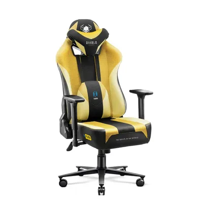 Immagine prodotto di Diablo X-Player Gaming Chair Sedia da ufficio in tessuto 3D Braccioli Design ergonomico Cuscino collo/glutei Girasole scuro/Giallo King Size XL