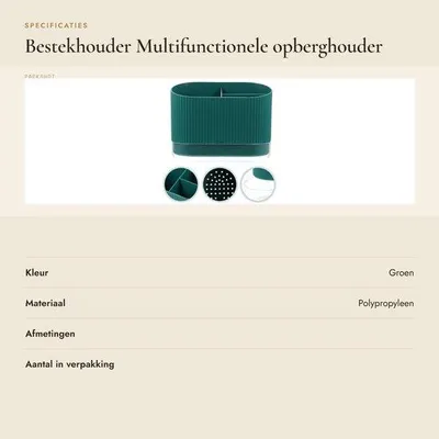Productafbeelding van Keukenorganizer van PP-kunststof, multifunctioneel, 17x11x9 cm, met een elegant design