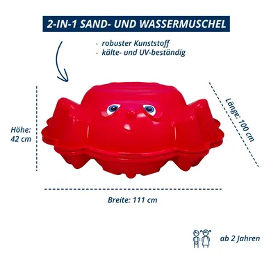 Produktbild von KHW Sand- und Wassermuschel Beach Bee aus hochwertigem Kunststoff, UV-/wetterbeständig, stabil, Farbe: rot.
