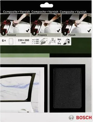 Produktbild von Bosch Accessories 2609256C47 Handschleifpapier-Set Körnung 240, 400, 600 (L x B) 230 mm x 280 mm 1 Set