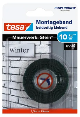 Produktbild von tesa Montageband, 1,5m x 19mm, für Mauerwerk und Stein, bis zu 10kg/m, grün