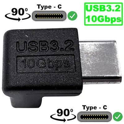 Produktbild von 90° Winkelstecker Abgewinkeltes USB-C 3.2 10Gbps auf USB-C buchse OTG Adapter