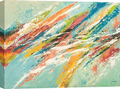 Immagine prodotto di Stampa d'arte su tela, stile astratto moderno - Lucas, onde di colori - 70x50 cm
