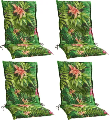 Produktbild von Gartenstuhlauflagen - Grün - Mittellehner - Dschungelmotiv - 4er Set