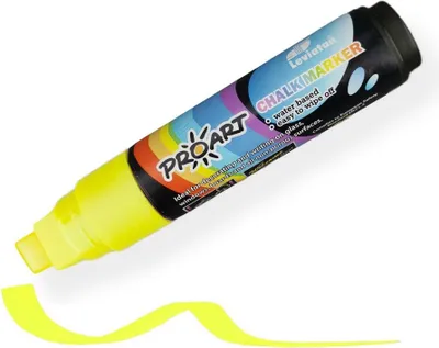 Image de Crayons à craie LEVIATAN pour tableau noir, effaçables à l'eau | Crayons à craie effaçables à sec et à l'eau | Marqueurs à craie | Pointe biseautée 10 mm - Jaune