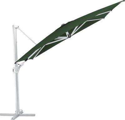 Produktbild von Kettler Easy Swing Ampelschirm 300x300 cm, UPF50+, inkl. Abdeckhaube+ Schirmständer, silber/grün, Aluminium/Polyester mit Polyurethan-Beschichtung