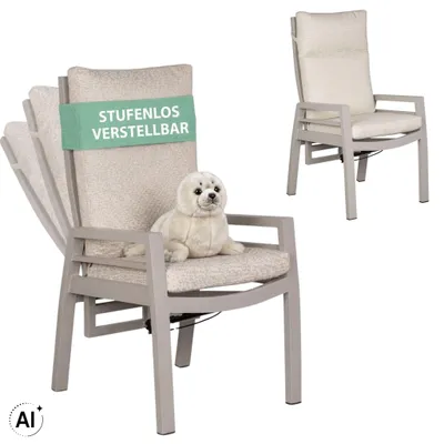 Produktbild von Garten Relaxsessel Sevilla Ivory – verstellbar, Alu/Textilene, Kissen