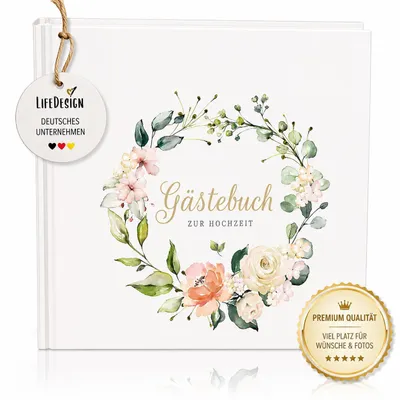 Immagine prodotto di Hochzeitsbuch Gästebuch zur Hochzeit | Hochzeitsalbum - Hardcover | 21x21cm | 120 Seiten