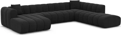 Produktbild von Strukturstoff U-Form XXL Lounge Wohnlandschaft Amoria Schwarz Links