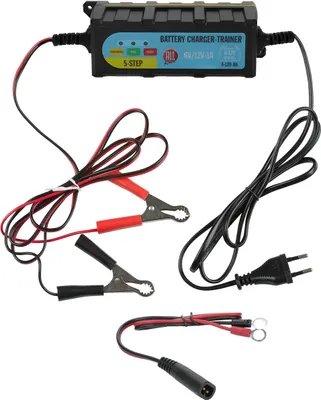 Produktbild von Batterieladegerät für 6/12V-Batterie, Blei-Säure bzw. Gel, 5 Stufen-Ladevorgang, Funkenbildungs- und Überhitzungsschutz, mit Schnellladeklemmen, Ringkabelschuhen, Netz-Stecker, LED-Anzeige