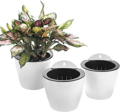 Produktbild von Famanu Pflanzenpot Set 3 Stück mit Bewässerungssystem - Weiß