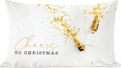 Produktbild von MuchoWow® Zierkissen Sofakissen Wohnzimmer Dekokissen 50x30 cm Winter - Gold - Weiß - Wohnzimmerdekoration - Polster mit Photo