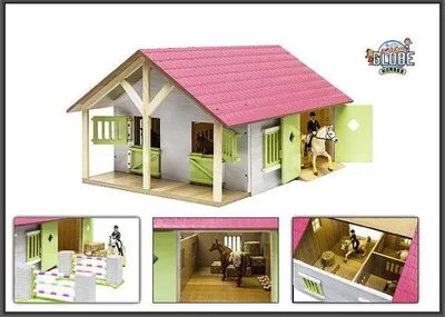 Produktbild von Kids Globe Bauernhof Pferdestall mit 2 Boxen und 1 Werkstatt 1:24 610168