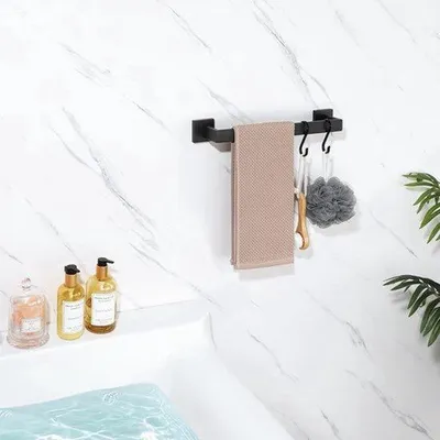 Productafbeelding van Handdoekrails Wandmontage Badkamer Handdoekhouder 40 cm Handdoekstang, Roestvrij Staal Matzwart, EGYT040-B