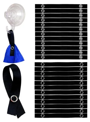 Produktbild von Nähfreie Aufhänger für Textilien, 24 Stück, 150 x 12 mm Schlaufen, Schwarz, mit Druckknopfverschluss, Aufhänger für Geschirrhandtücher, Handtücher, Lappen, Tücher, Dekoartikel, Zubehör für Camper