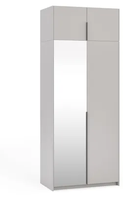 Produktbild von Margaret Hadas24 Kleiderschrank APOLLONIA I mit Spiegel, Drehtürenschrank, moderner, Schrank,  viel Stauraum100 x 250cm (kaschmir, schwarze Griffe)
