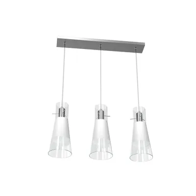 Immagine prodotto di Sospensione Contemporanea Cone Metallo Cromo Vetro Bianco Satinato 3 Luci E27