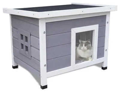 Immagine prodotto di Cuccia per gatti in legno, resistente alle intemperie, con tetto in asfalto, color marrone