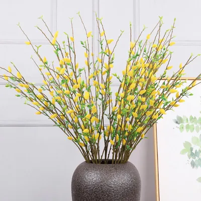 Image de Branche de fleurs artificielles Simulation de fleurs de camélia décoratives pliables pour les arrangements et les projets artisanaux Jaune
