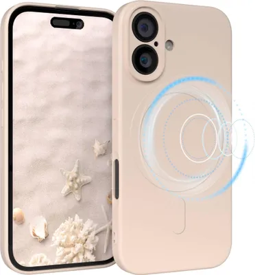 Produktbild von EAZY CASE - Silikonhülle magnetisch für Apple iPhone 16, Hülle Silikon, weich stoßfeste Magnet Handyhülle, Schutzhülle mit Kameraschutz, TPU Bumper in Natur